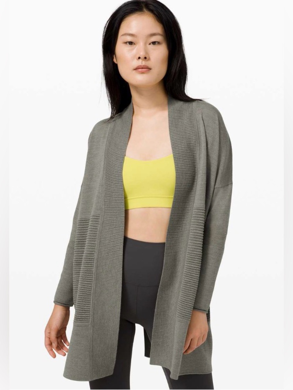 LULULEMON SIT IN LOTUS WRAP II HEATHERED GREY SAGE WOOL SIZE 12/14 LARGE/XL